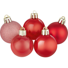  Karácsonyfagömb-készlet 4 cm átmérő 30 darabos piros karácsonyfadísz