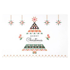  Karácsonyfás műanyag tányéralátét - 43x28 cm - Merry Christmas fehér konyhai eszköz