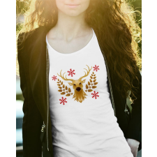  Karácsonyi ajándék - Női póló karácsonyra rénszarvas mintával női póló