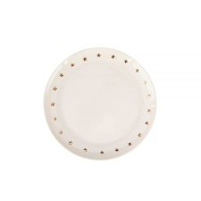 Karácsonyi arany csillagos porcelán desszertes tányér - 20 cm tányér és evőeszköz