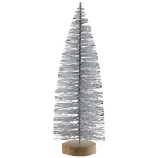  Karácsonyi dekor fenyő műanyagból fatalppal 25 cm ezüst karácsonyi dekoráció