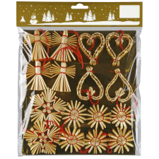  Karácsonyi dekor szalmadísz készlet 4-5 cm Natura 16 db karácsonyi dekoráció