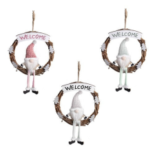  Karácsonyi fa dekoráció 16 cm orrszakáll Welcome felirattal 3 féle dekorációs kellék