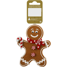  Karácsonyi felakasztható dísz mézeskalács férfialak filcből barna-fehér 12 cm karácsonyfadísz