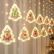 Karácsonyi figurás 110 LED 3 métes melegfehér fényfüzér dekoráció - 8 programos karácsonyfa izzósor