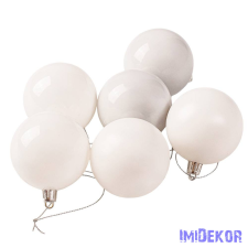  Karácsonyi gömb szett 6 db-os 6cm - Fehér dekorációs kellék