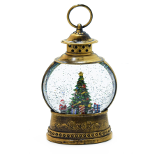 Karácsonyi hógömb - Mikulás és karácsonyfa / 25 cm karácsonyi dekoráció