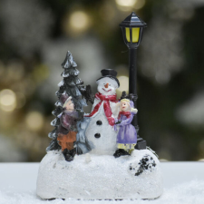  Karácsonyi jelenet - LED világítással - hóember építés karácsonyi dekoráció