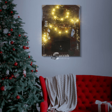 Karácsonyi kandalló LED-es fali hangulatkép, 30x40 cm karácsonyi dekoráció