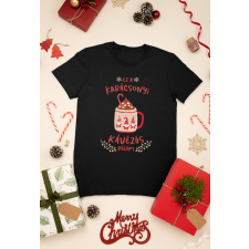  Karácsonyi kávézós fekete póló ajándéktárgy