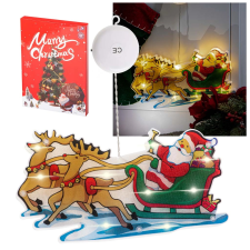  Karácsonyi LED lámpás díszítő Mikulás szánja karácsonyi dekoráció