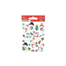 Karácsonyi mini papír matrica - 10x7,5 cm - hóemberek matrica