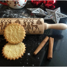 Karácsonyi mintás sodrófa, mintás nyújtófa, kekszmintázó sodrófa - karácsonyfa konyhai eszköz