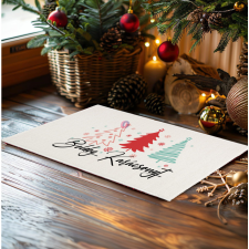 Karácsonyi mintás Szőnyeg, Lábtörlő 60X40 cm Boldog karácsonyt törtfehér lakástextília