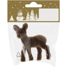  Karácsonyi őzgida figura bolyhosított műanyagból tasakban barna 5 cm x 7 cm karácsonyi dekoráció