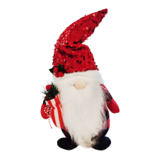  Karácsonyi skandináv manó flitteres sapkával és fagyönggyel 43 cm karácsonyi dekoráció