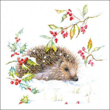 Karácsonyi sünis mintájú szalvéta - Hedgehog in winter papírárú, csomagoló és tárolóeszköz