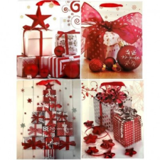  Karácsonyi szalagfüles ajándéktasak - 18x23 cm ajándéktasak