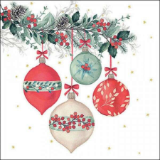 Karácsonyi szalvéta - fenyőágon gömbdíszek - Berry Baubles white papírárú, csomagoló és tárolóeszköz