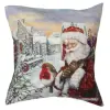  Karácsonyi Textil Párnahuzat - 45x45cm - télapó és vörösbegy