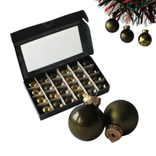  Karácsonyi üveggömb kicsi 24db/csomag oliva dekorációs kellék
