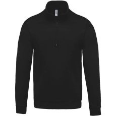 KARIBAN Férfi 1/4 cipzáros galléros pulóver, Kariban KA478, Black-XL