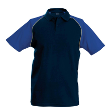 KARIBAN Férfi baseball galléros rövid ujjú piké póló, Kariban KA226, Navy/Royal Blue-2XL