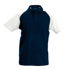 KARIBAN Férfi baseball galléros rövid ujjú piké póló, Kariban KA226, Navy/White-XL férfi póló