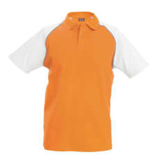 KARIBAN Férfi baseball galléros rövid ujjú piké póló, Kariban KA226, Orange/White-L