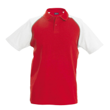 KARIBAN Férfi baseball galléros rövid ujjú piké póló, Kariban KA226, Red/White-L férfi póló
