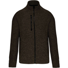KARIBAN férfi cipzáras dzseki KA9106, Dark Khaki Melange-L férfi pulóver, kardigán