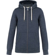 KARIBAN Férfi cipzáras kapucnis vastag pulóver, Kariban KV2306, Night Blue Heather-S