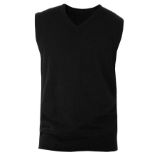 KARIBAN Férfi divatos V-nyakú keskeny szabású mellény, Kariban KA969, Black-4XL férfi mellény
