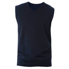 KARIBAN Férfi divatos V-nyakú keskeny szabású mellény, Kariban KA969, Navy-3XL férfi mellény