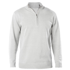 KARIBAN Férfi galléros 1/4 cipzáros keskeny szabású pulóver, Kariban KA970, Grey Melange-S