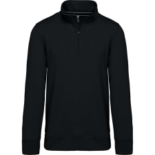 KARIBAN Férfi galléros 1/4 cipzáros pulóver, Kariban KA487, Black-3XL férfi pulóver, kardigán