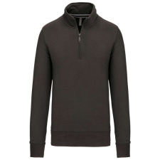 KARIBAN Férfi galléros 1/4 cipzáros pulóver, Kariban KA487, Dark Grey-M férfi pulóver, kardigán