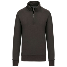 KARIBAN Férfi galléros 1/4 cipzáros pulóver, Kariban KA487, Dark Grey-S
