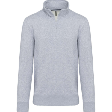 KARIBAN Férfi galléros 1/4 cipzáros pulóver, Kariban KA487, Oxford Grey-3XL