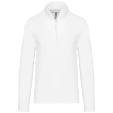 KARIBAN Férfi galléros 1/4 cipzáros pulóver, Kariban KA487, White-4XL férfi pulóver, kardigán