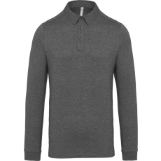 KARIBAN Férfi galléros hosszú ujjú jersey póló, Kariban KA264, Grey Heather-2XL