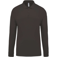 KARIBAN Férfi galléros hosszú ujjú piké póló, Kariban KA256, Dark Grey-3XL