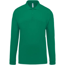 KARIBAN Férfi galléros hosszú ujjú piké póló, Kariban KA256, Kelly Green-4XL férfi póló