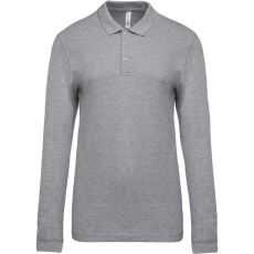 KARIBAN Férfi galléros hosszú ujjú piké póló, Kariban KA256, Oxford Grey-S