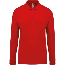 KARIBAN Férfi galléros hosszú ujjú piké póló, Kariban KA256, Red-2XL férfi póló