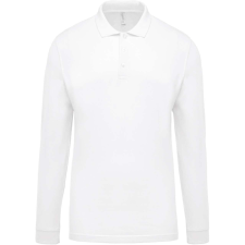 KARIBAN Férfi galléros hosszú ujjú piké póló, Kariban KA256, White-4XL férfi póló