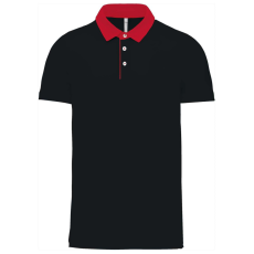 KARIBAN Férfi galléros jersey póló, kontrasztos gallérral, Kariban KA260, Black/Red-2XL
