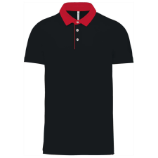 KARIBAN Férfi galléros jersey póló, kontrasztos gallérral, Kariban KA260, Black/Red-3XL férfi póló