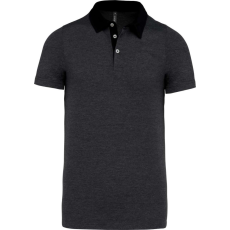 KARIBAN Férfi galléros jersey póló, kontrasztos gallérral, Kariban KA260, Dark Grey Heather/Black-L