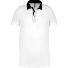 KARIBAN Férfi galléros jersey póló, kontrasztos gallérral, Kariban KA260, White/Navy-XL férfi póló
